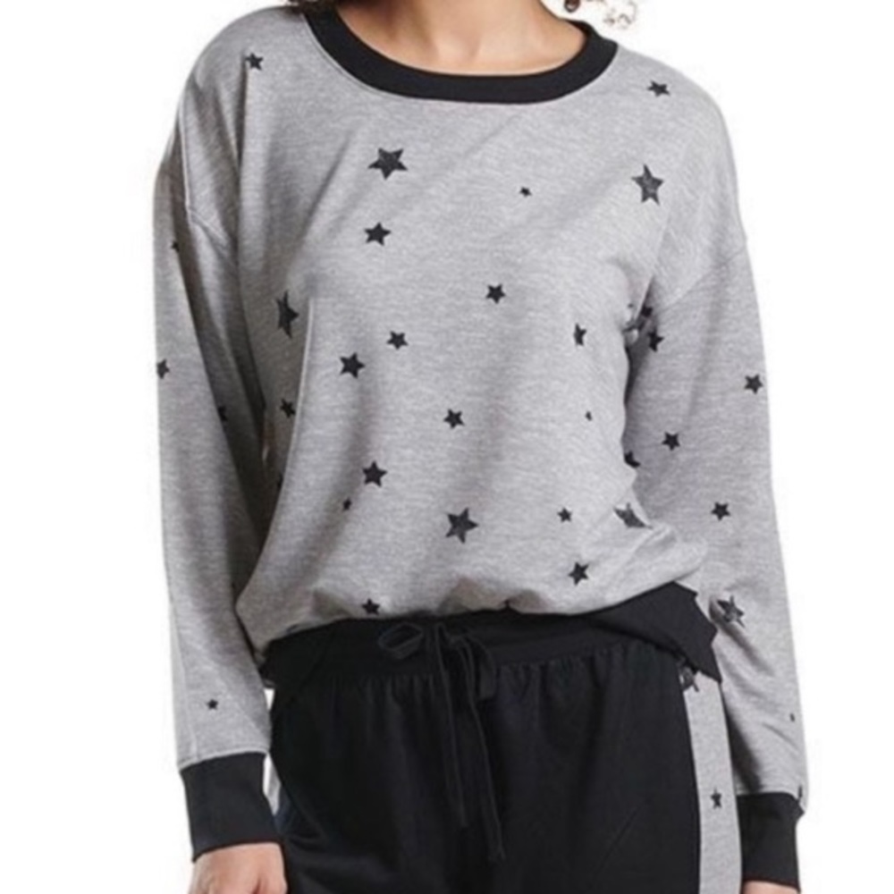 EUC Splendid soft heather gray oversized sweatshirt with stars size medium